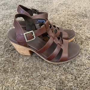 Timberland Roslyn Fisherman Wedge Heel Sandals Brown Leather Sz.8.5